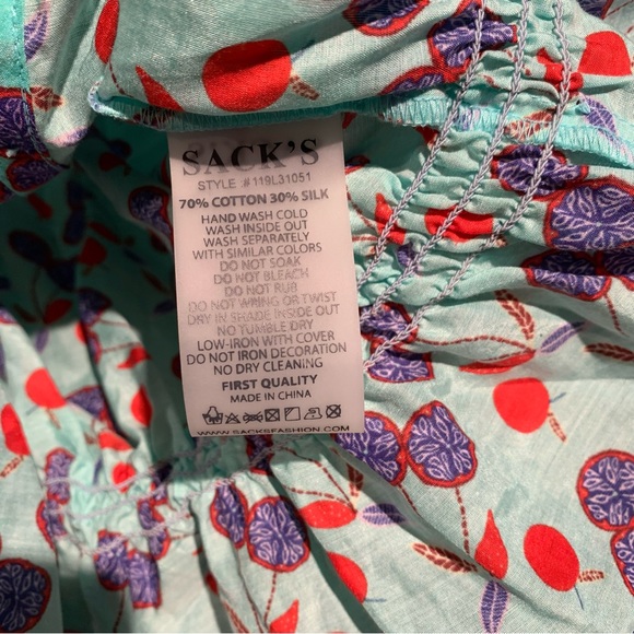 Sack’s Silk Blend Long Sleeve Teal Button Blouse size 1 - Picture 4 of 11